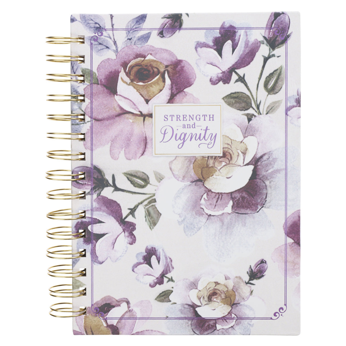 Strength and Dignity Purple Floral Hardcover Wirebound Journal image 0