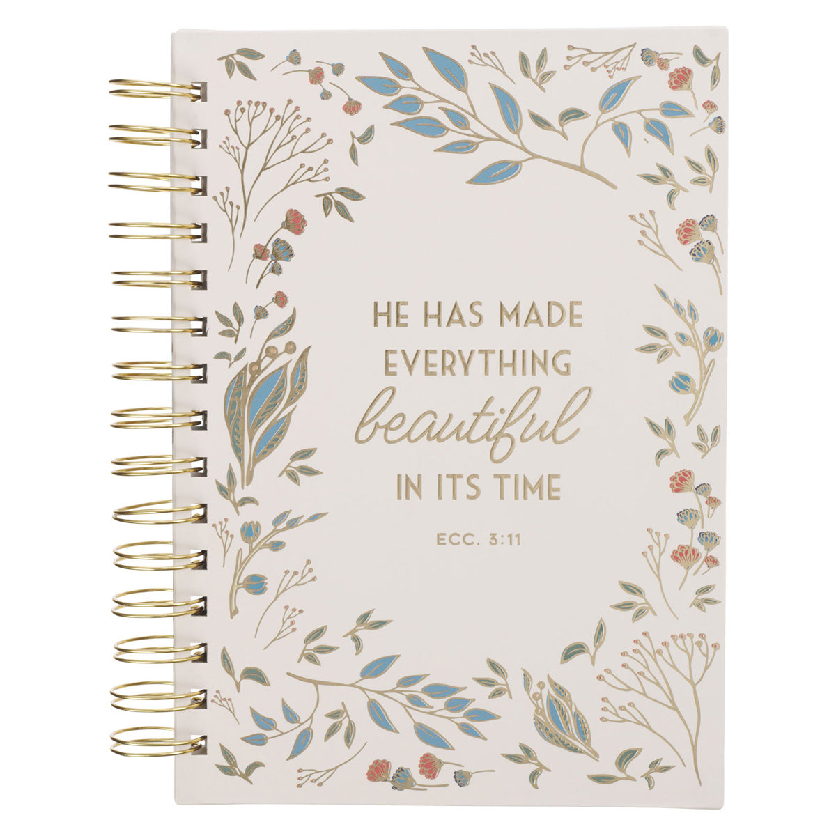 He Has Made Everything Beautiful in Its Time Ivory Floral Hardcover Wirebound Journal image 0
