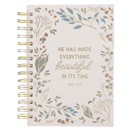 He Has Made Everything Beautiful in Its Time Ivory Floral Hardcover Wirebound Journal image 0