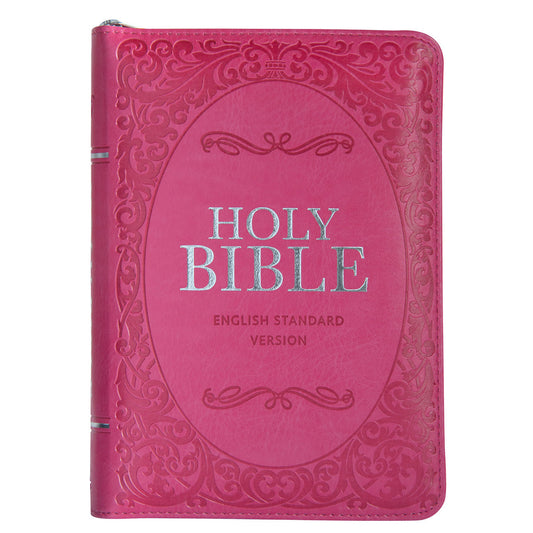 ESV Pink Faux Leather Compact Bible With Zip image 0