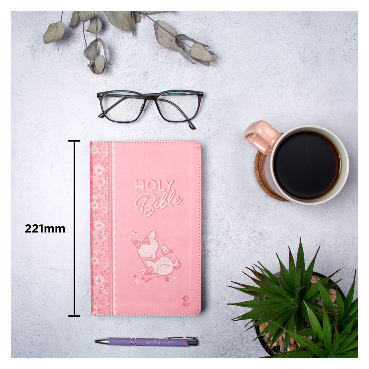 NLT Pink Deer Flexcover Faux Leather Baby Bible for Girls image 7