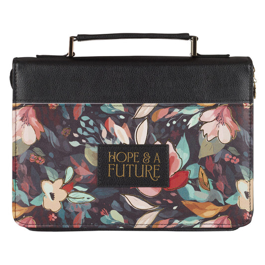 Hope and a Future Black Floral Faux Leather Bible Bag image 0