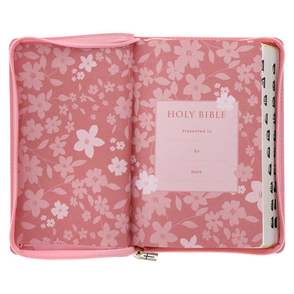 ESV Pink Floral Faux Leather Standard Bible with Zip