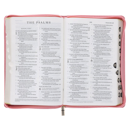 ESV Pink Floral Faux Leather Standard Bible with Zip