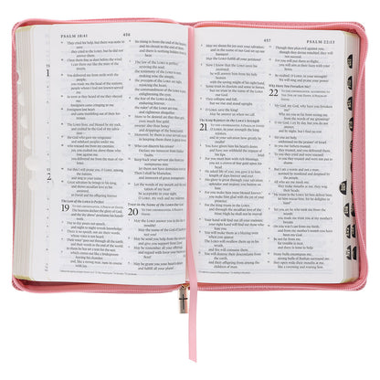 ESV Pink Floral Faux Leather Standard Bible with Zip