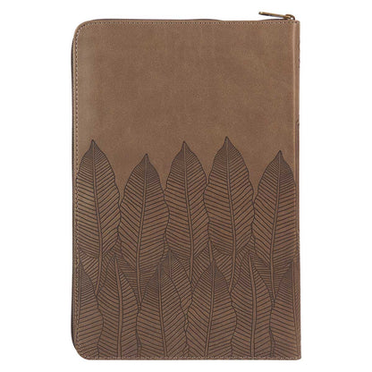 NLT Brown Leaves Faux Leather Flexcover Standard Bible Thumb Indexed With Zip image 1
