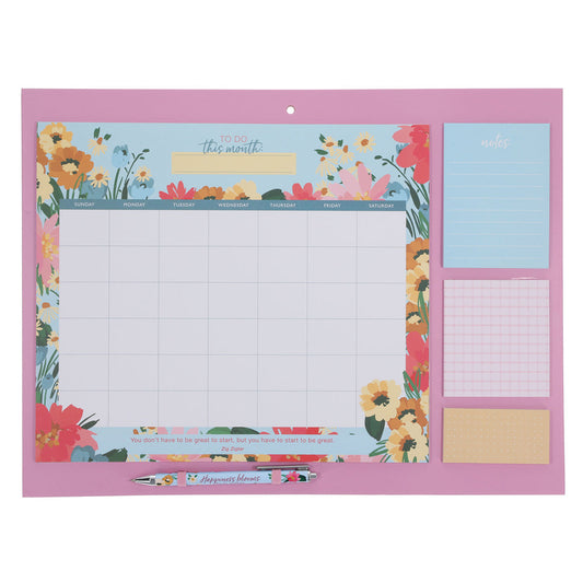 Undated Calendar and Stationery Set with Pen - Bright Floral image 0