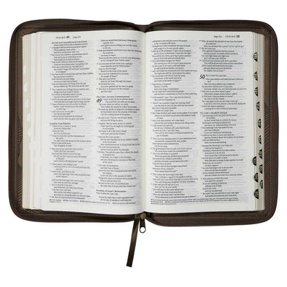 NLT Brown Leaves Faux Leather Flexcover Standard Bible Thumb Indexed With Zip image 6