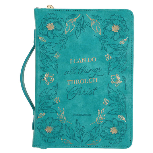 I Can Do All Things Through Christ Teal Faux Leather Bible Bag image 0
