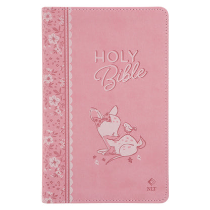 NLT Pink Deer Flexcover Faux Leather Baby Bible for Girls image 0