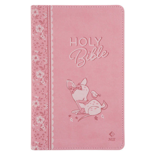 NLT Pink Deer Flexcover Faux Leather Baby Bible for Girls image 0